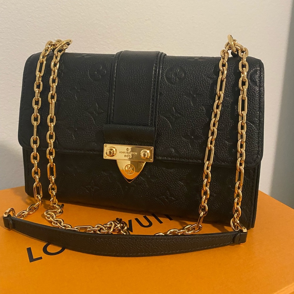 louis vuitton black monogram empreinte leather saint sulpice pm bag